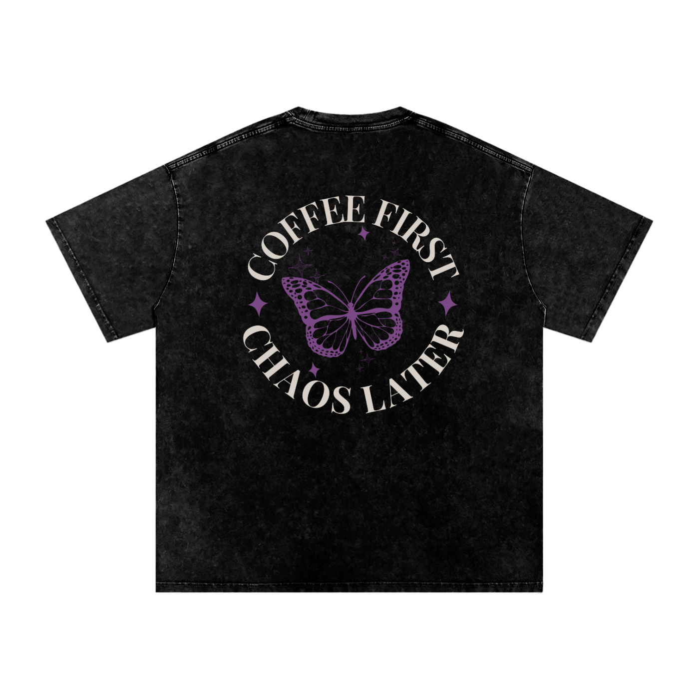 coffeefirstchaoslater,coffeelover,graphictee,oversizedtee,snowwashed,formeremo,caffeineandchaos